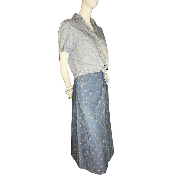 vintage Passports : denim equestrian patterned skirt set - Picture 2 of 14